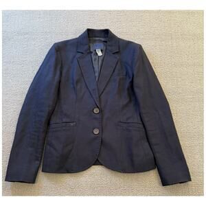 J.Crew Womens 0 Blue Two Button‎ Long Sleeve Blazer Jacket Coat